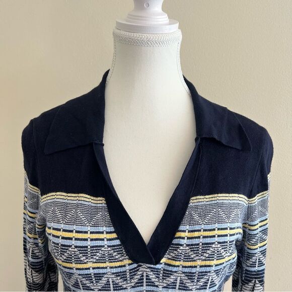 TED BAKER Holliis Chevron Sweater Knit Collared Polo Midi Dress - Picture 9 of 15